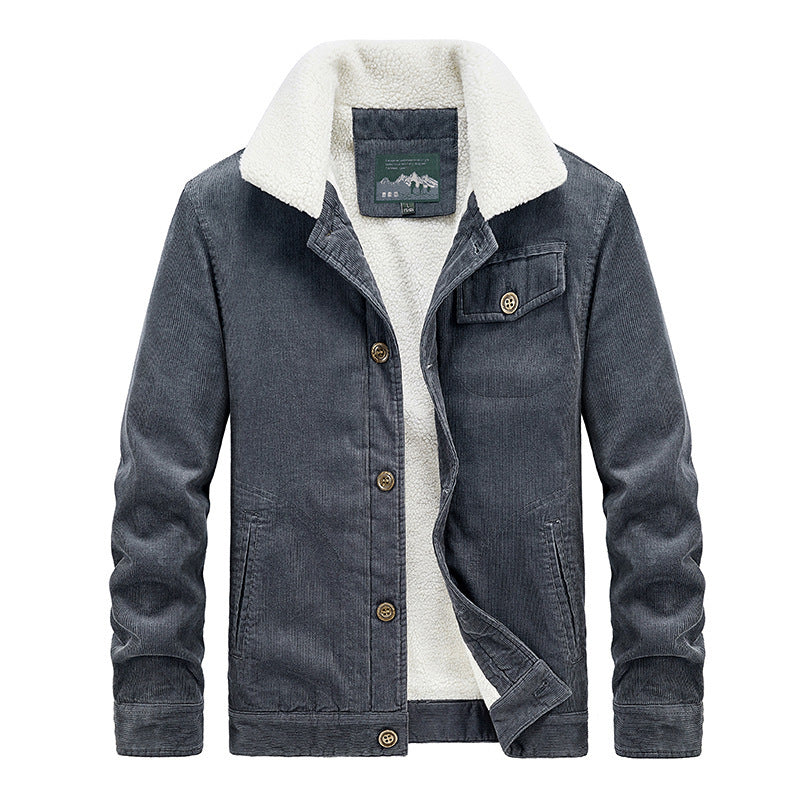 Herr Bomull Manchester Jacka i Worker Blouson med Warming Sherpa Foder