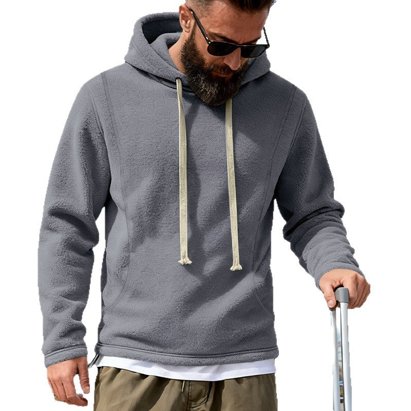 Herr Fleece Luvtröja med Teddy Texture, Huva, och Avslappnad Passform