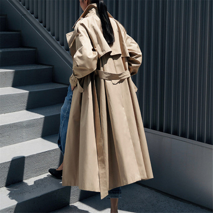 Dam oversized trenchcoat med bred Back fåll, Ties bälte och Storm Detail