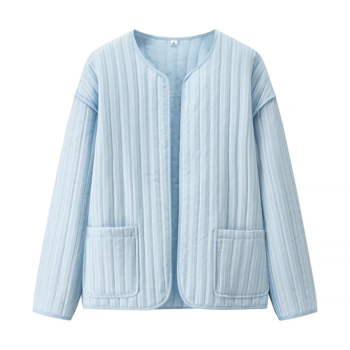 Dam Quiltad Övergångsjacka med Round Neckline, Open Fram och Utanpåfickor