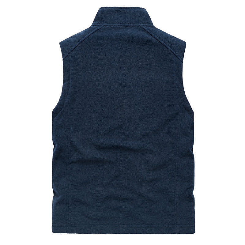 Herr Fleece Väst med Stående Krage, Zip Fickor och Vindskyddande Fram