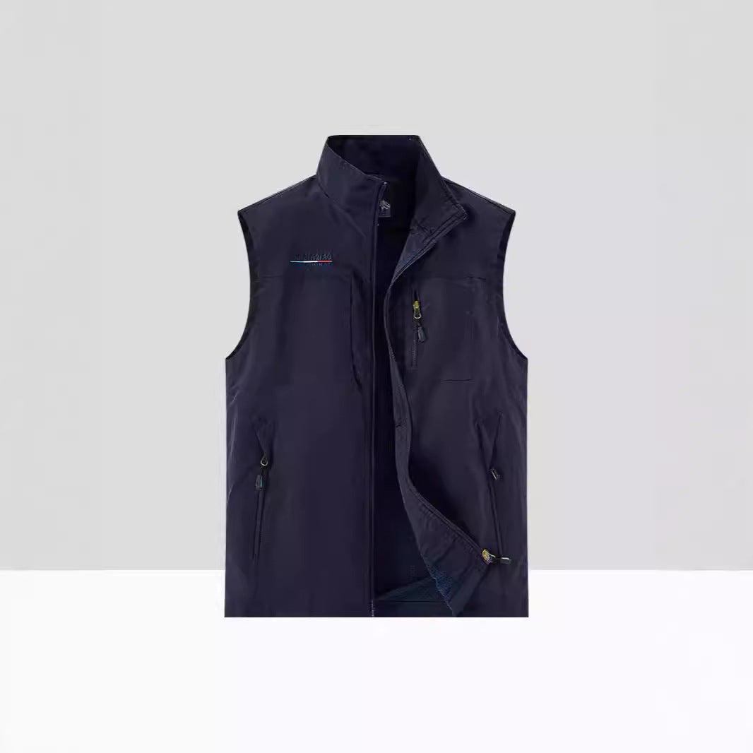 Herr Lätt Multifunctional Utomhus Utility Väst med Mesh Foder och Flera Dragkedjefickor