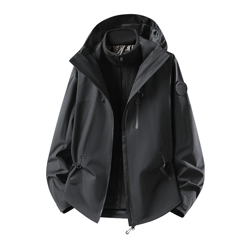 Herr Two-Piece Vattentät Frilufts Jacka med Avtagbar Fleece Inner Jacka och Tätad Sömmar