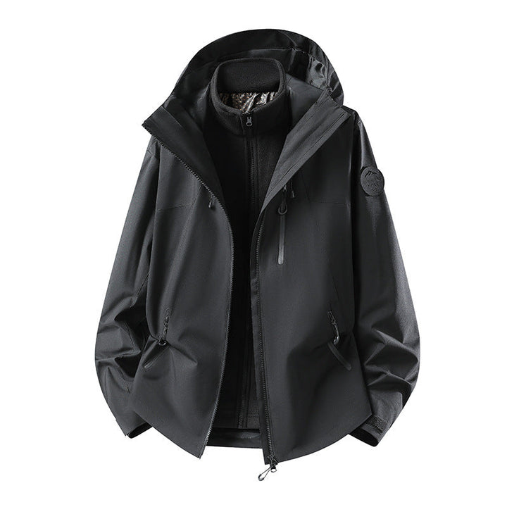 Herr Two-Piece Vattentät Frilufts Jacka med Avtagbar Fleece Inner Jacka och Tätad Sömmar