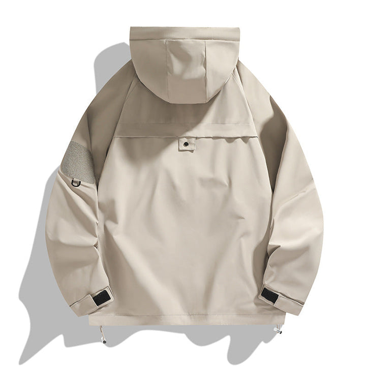 Herr Andningsbar Utility Luvtröja Jacka med Concealed Dragkedja, Multi Fickor, och Adjustable Ärm Muddar