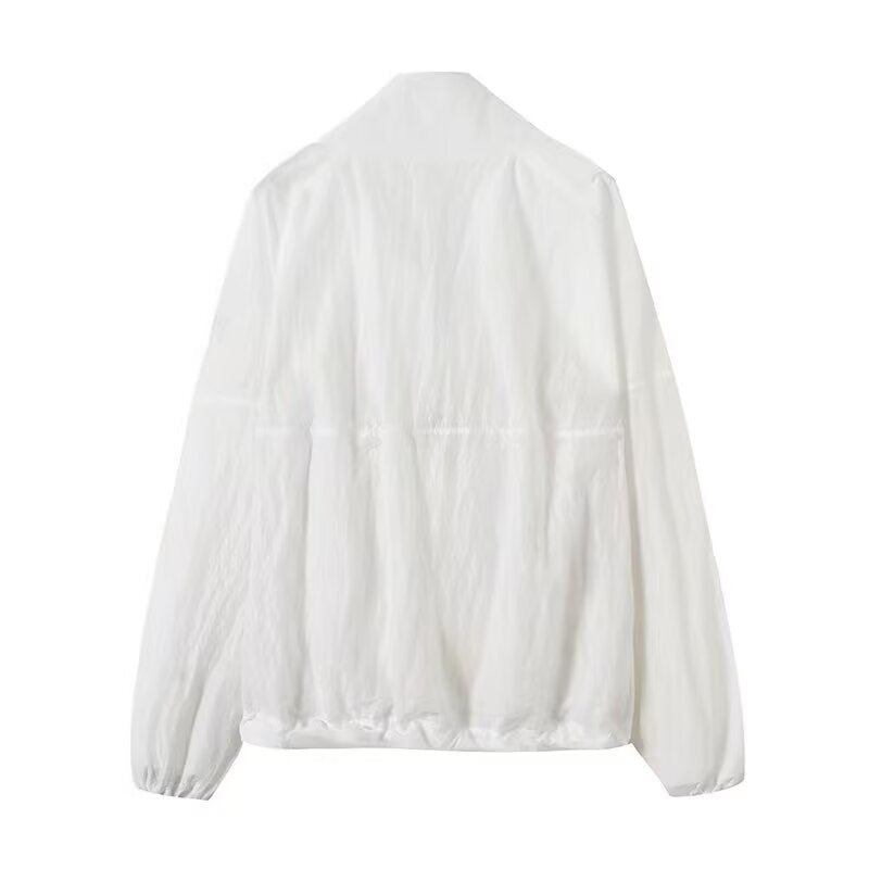 Dam Lätt Windbreaker med Stå Krage, Raglan Ärmar, och Elastic Nederkant