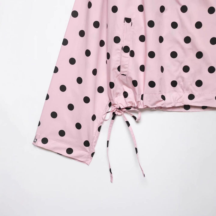 Dam Prickig Prick Kort Övergångsjacka med Hög Stå Krage, Drawstring och Oversize Ärmar
