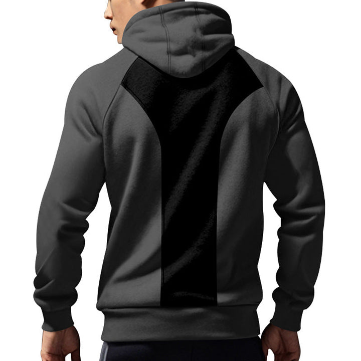 Herr Ledig med Huva College-Tröja med Kort Fram Dragkedja, Ergonomic Raglan Skärning, och Känguruficka