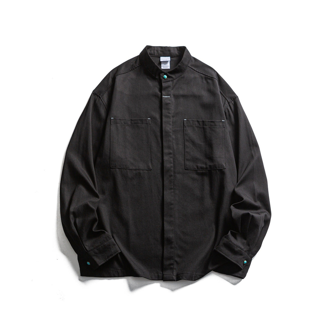 Herr Workwear overshirt med ståkrage och Dold knäppslå