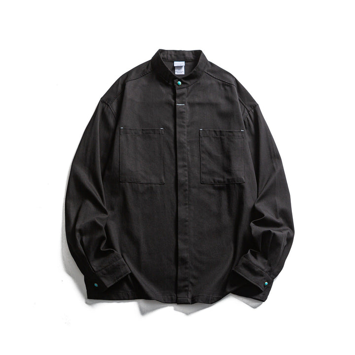 Herr Workwear overshirt med ståkrage och Dold knäppslå