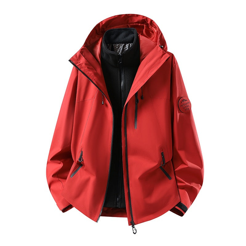 Herr Two-Piece Vattentät Frilufts Jacka med Avtagbar Fleece Inner Jacka och Tätad Sömmar