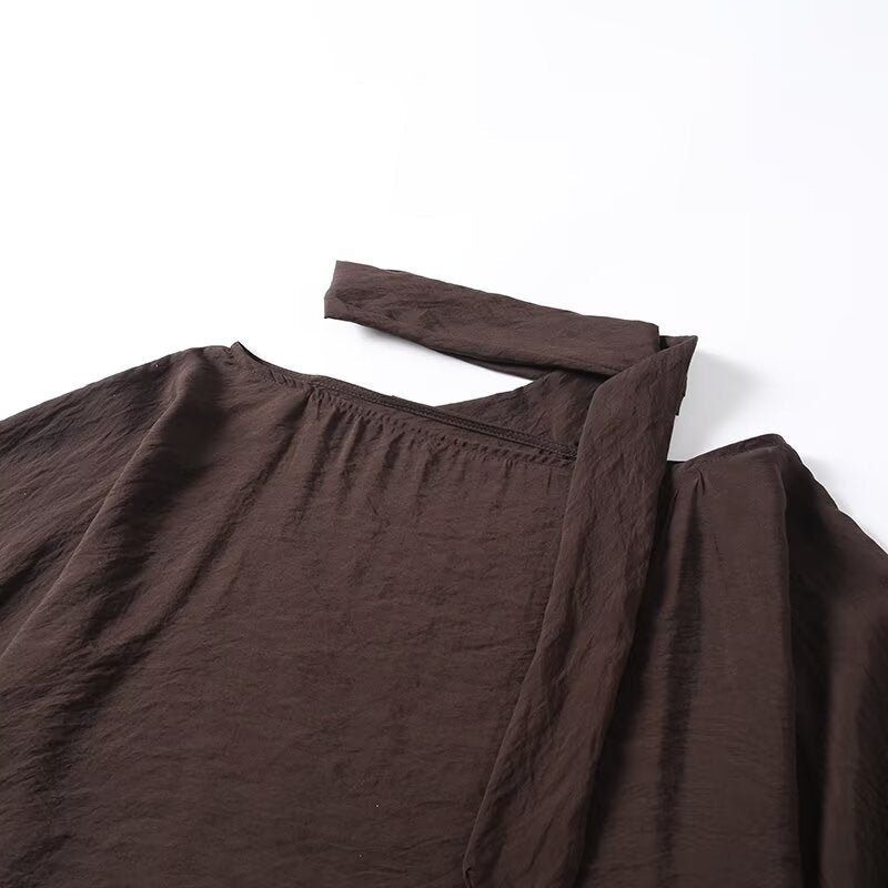 Dam Asymmetrisk Poncho Cape med Ties och Grommet Kant
