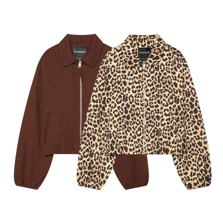 Dam Kort Boxig Blouson Jacka Tillverkad av Bomull Blend med Front Dragkedja