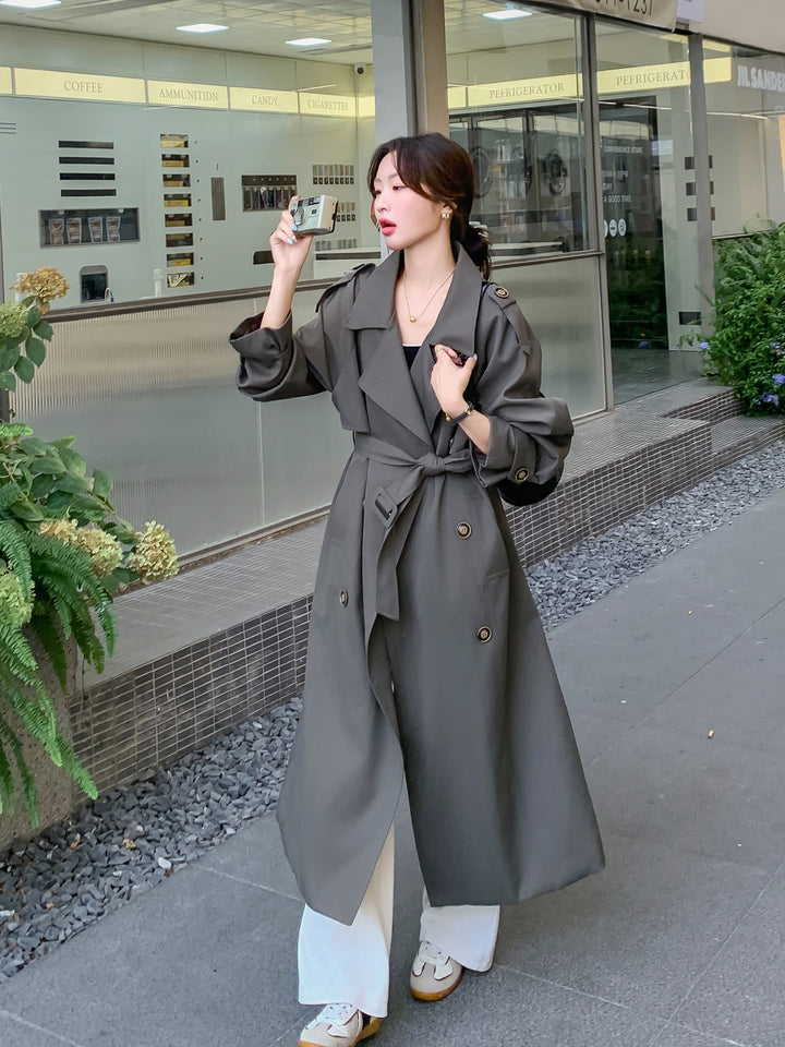 Dam oversize trenchcoat med Raglan ärmar och Double-Breasted knappslå