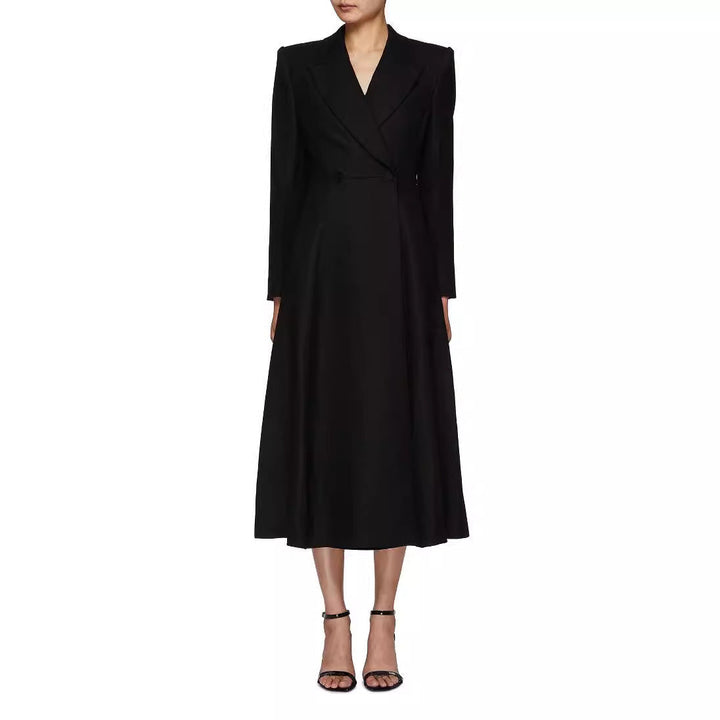 Dam längre skräddad blazer kappa med maxi length och structured shoulders