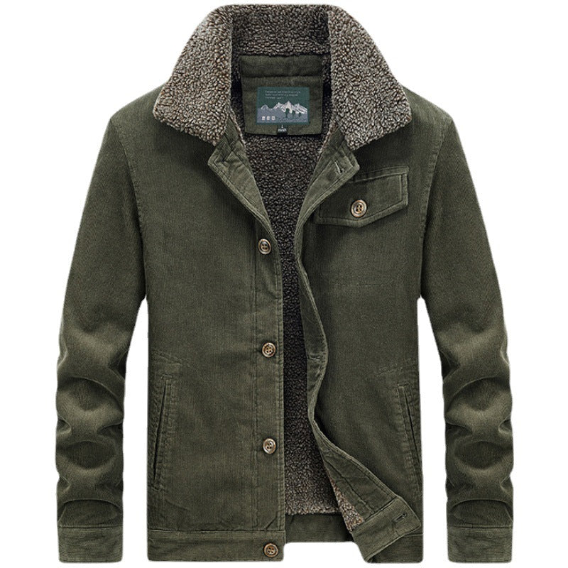 Herr Bomull Manchester Jacka i Worker Blouson med Warming Sherpa Foder