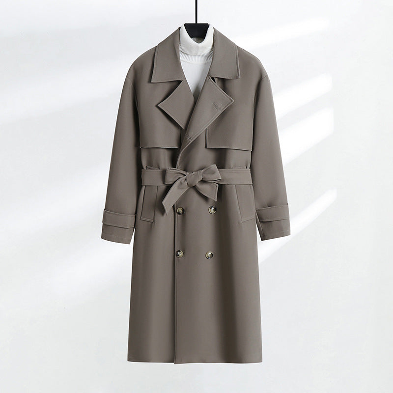 Dam skräddad double-breasted trenchcoat med knytband och shawl krage