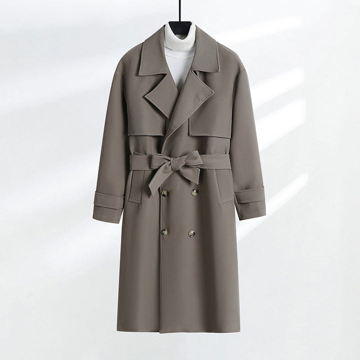 Dam skräddad double-breasted trenchcoat med knytband och shawl krage