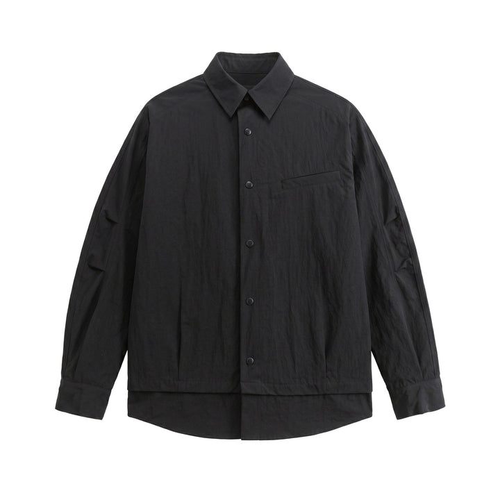 Unisex Oversized Skjorta Jacka med Tryckknapp Knappar, Kent Krage och Bröst Welt Ficka