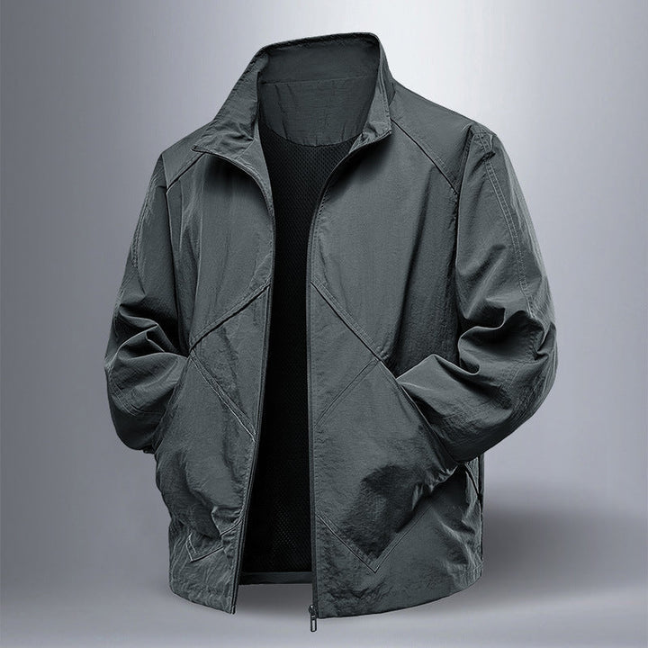 Herr Lätt Technical Zip Jacka med Stående Krage, Raglan Ärmar och Utility Inserts