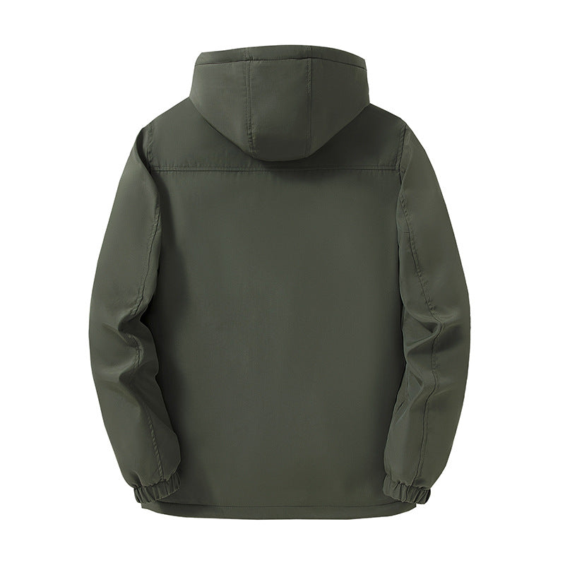 Herr Vindskyddande Fleecefodrad Parka med Huva och Multi-Function Fickor