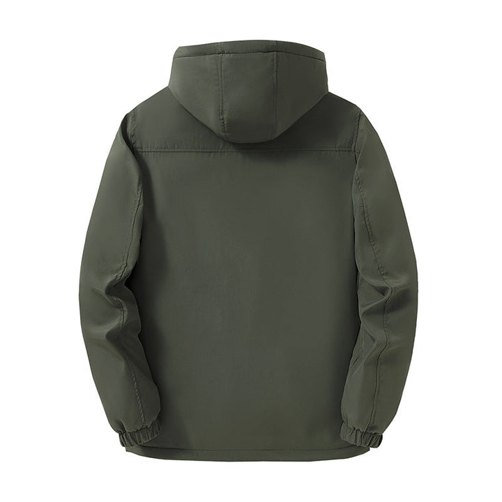 Herr Vindskyddande Fleecefodrad Parka med Huva och Multi-Function Fickor