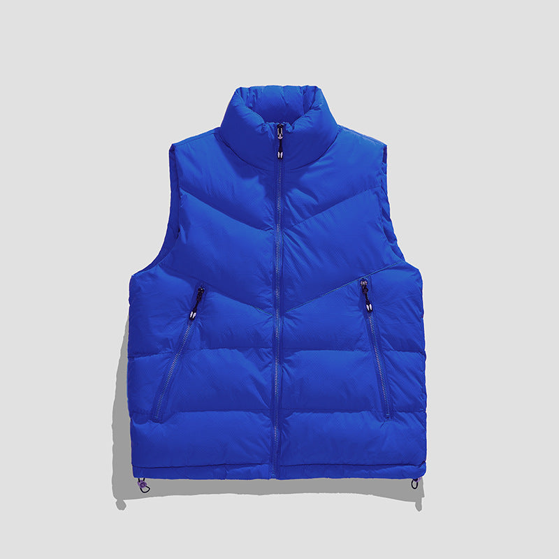 Herr Lätt Insulated Dun Look Väst med Hög Stående Krage och Wave Quilting