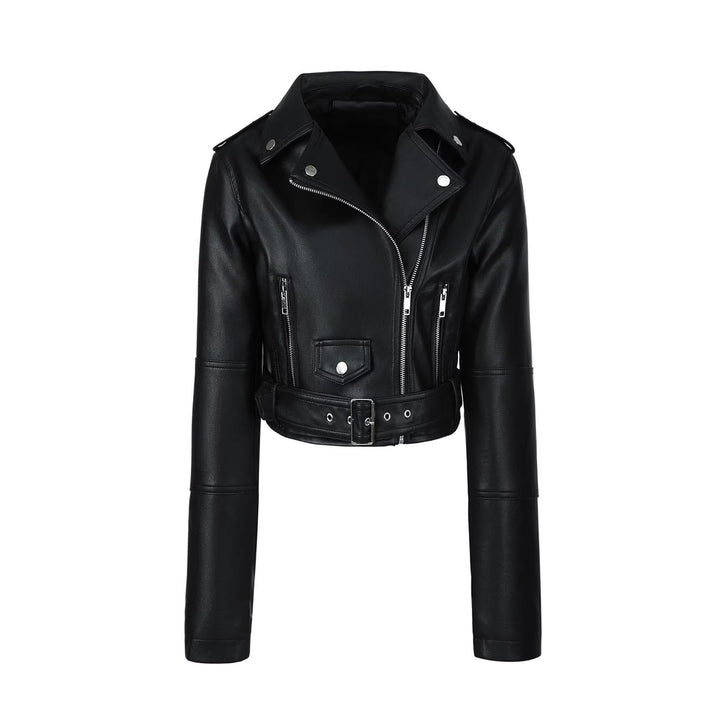 Dam Trendig Bikerjacka med Belt