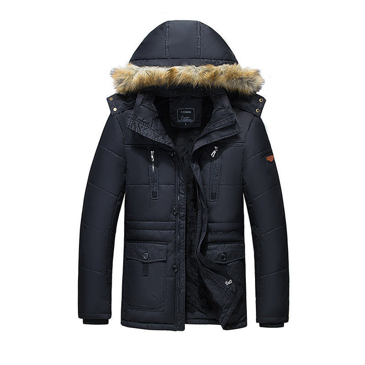 Herr Vattenavvisande Quiltad Parka med Huva, Faux Fur Trim och Teddy Fleecefoder