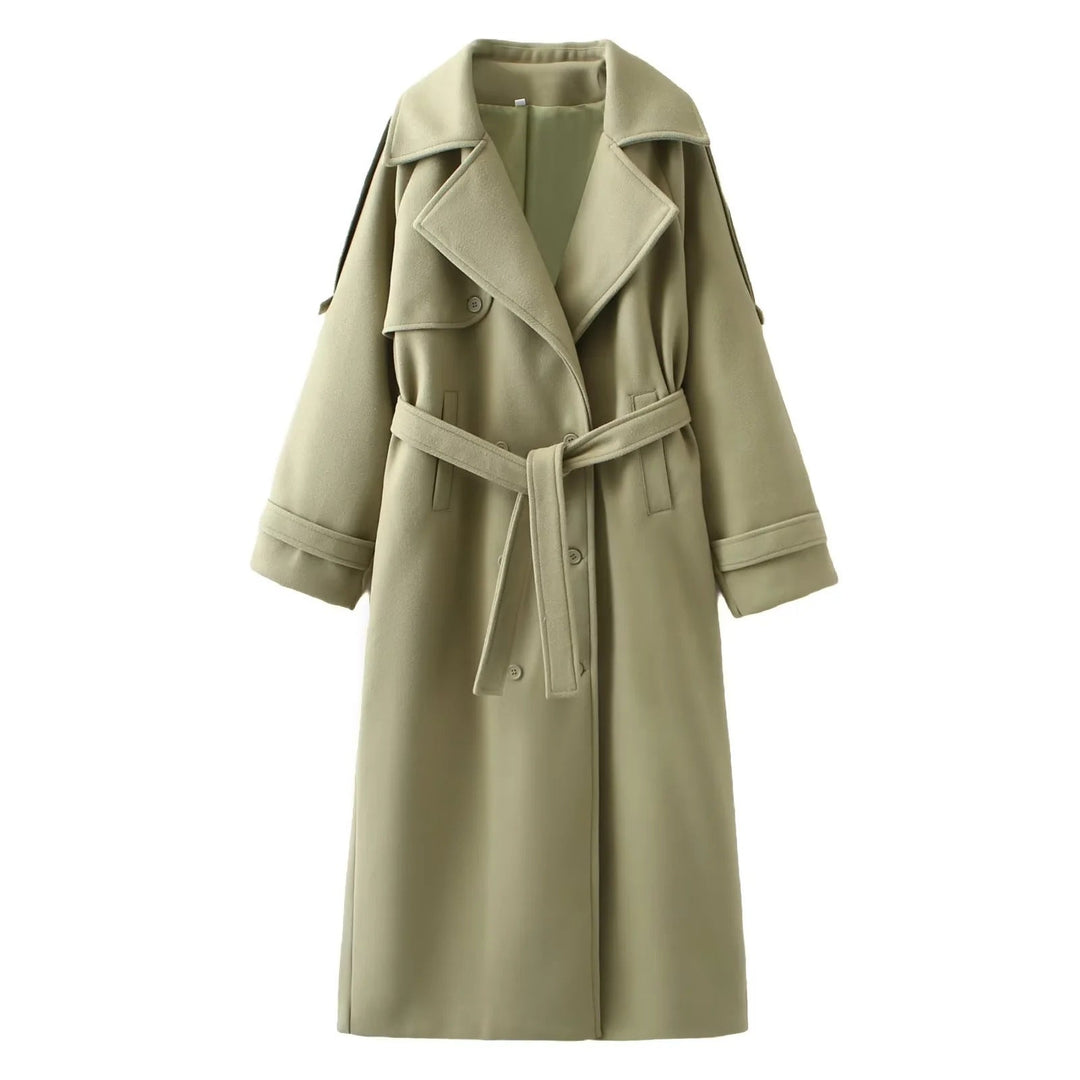Dam 300+ Longer Oversize Trenchcoat med Waist Belt och Shoulder Patches