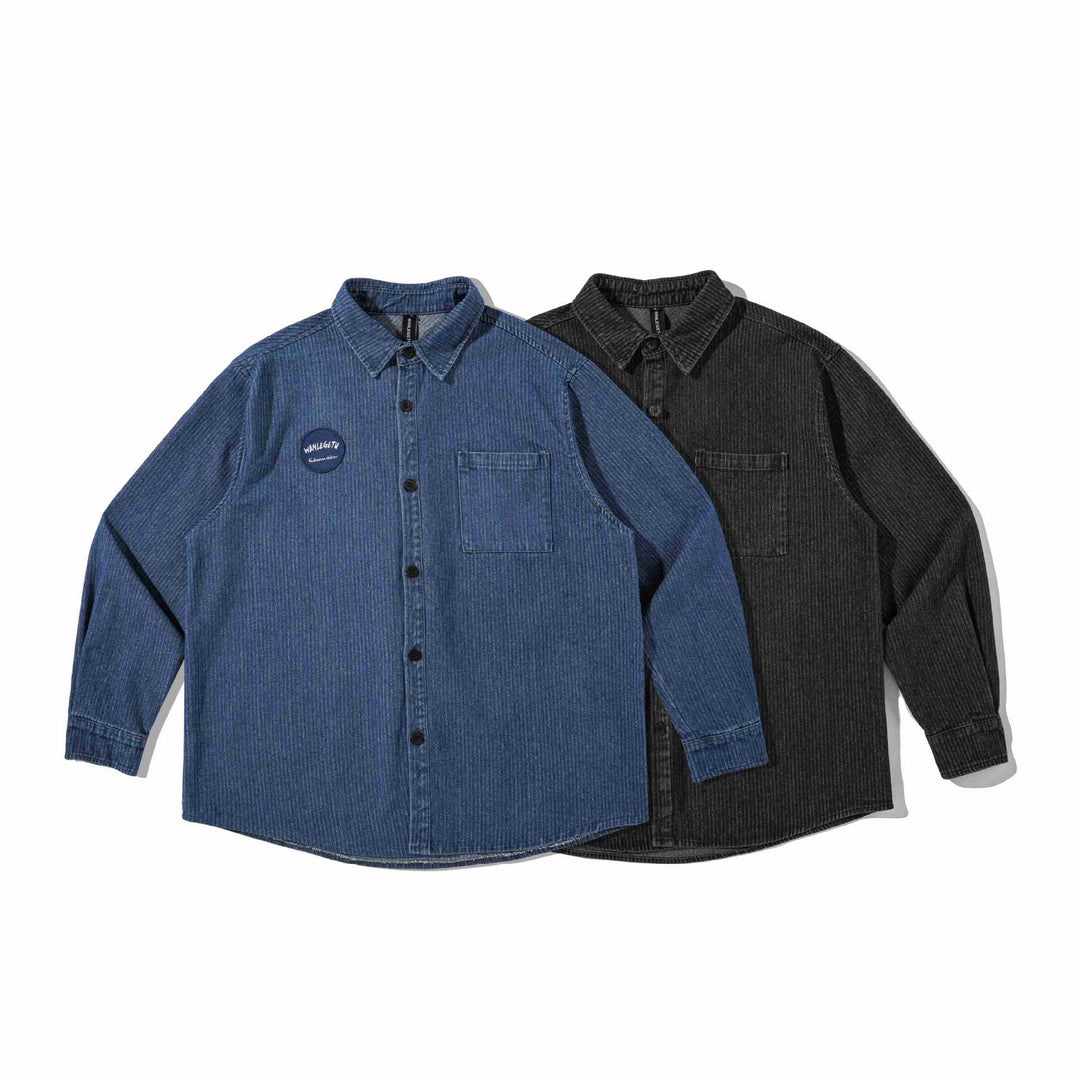 Herr robust Cord overshirt i Worker Stil med bröstficka
