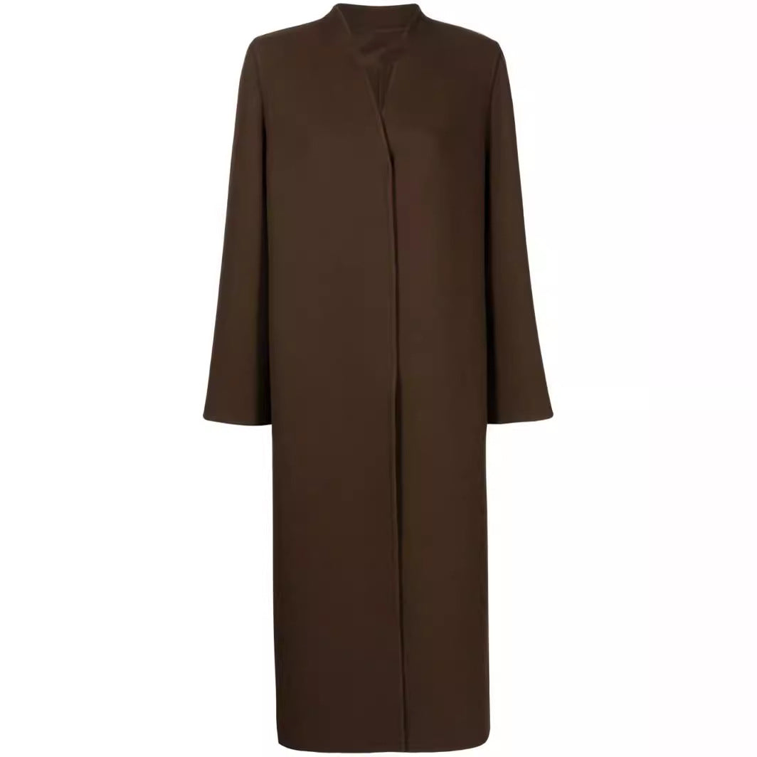 Dam Maxi-Length minimalistisk kappa med dold fram och Boxy Shoulder