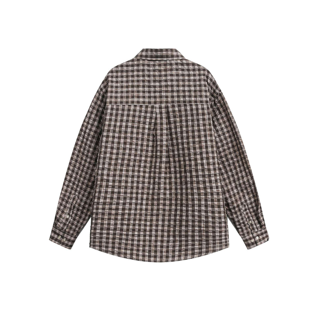 Unisex Oversized Rutig Skjorta Jacka med Ficka och Mjuk Textured Fabric
