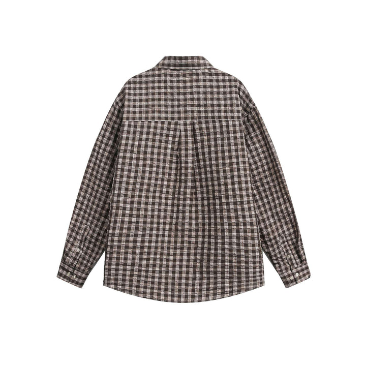 Unisex Oversized Rutig Skjorta Jacka med Ficka och Mjuk Textured Fabric
