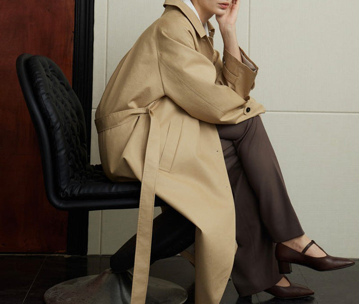 Dam elegant trenchcoat med belted midja Drune