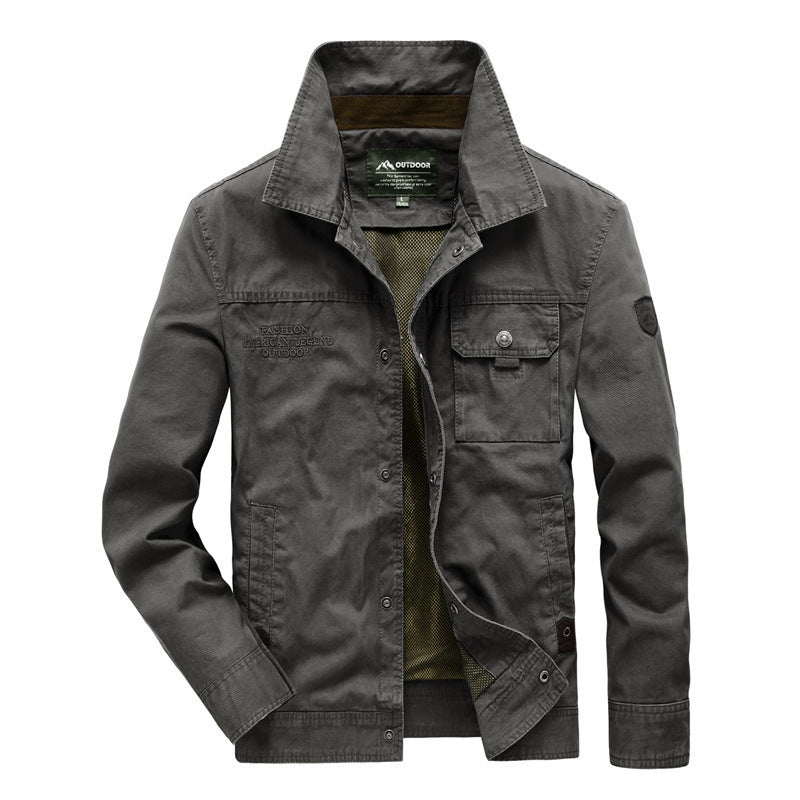 Herr Urban Canvas Utility Blouson med Stående Krage, Mesh Foder och Bröst Lock Ficka
