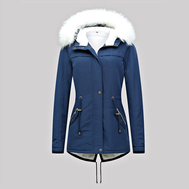 Dam skräddad vinter Parka med Thermofleecefoder och Detachable Faux Fur huva