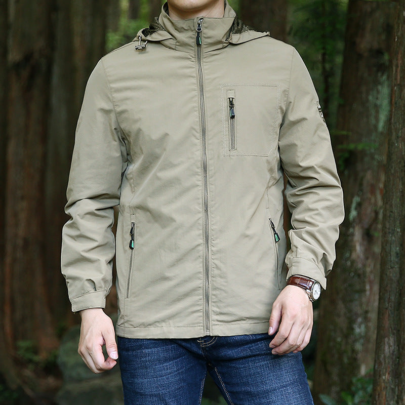 Herr Vindskyddande Softshell Termisk Jacka med Fleecefoder och Huva