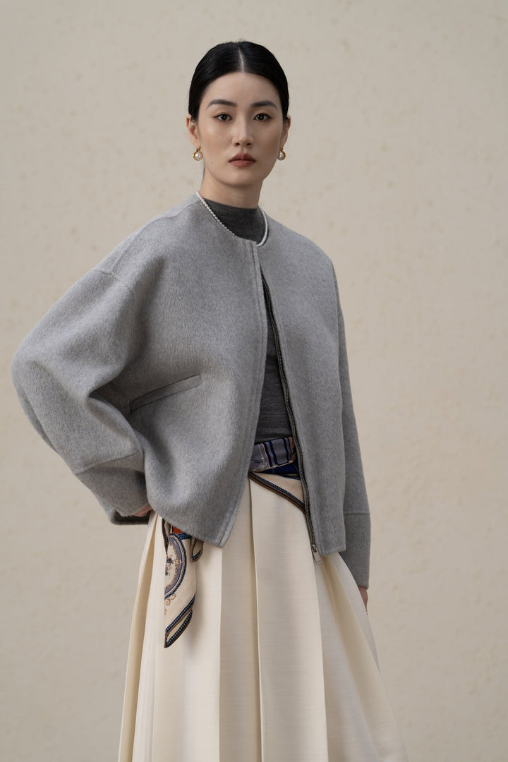 Dam elegant oversized jacka i ullblandning