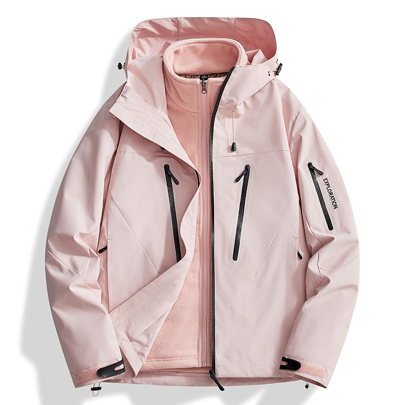 Herr two-in-one softshell utomhusjacka med avtagbar fleece inner jacka och vattentät dragkedjas
