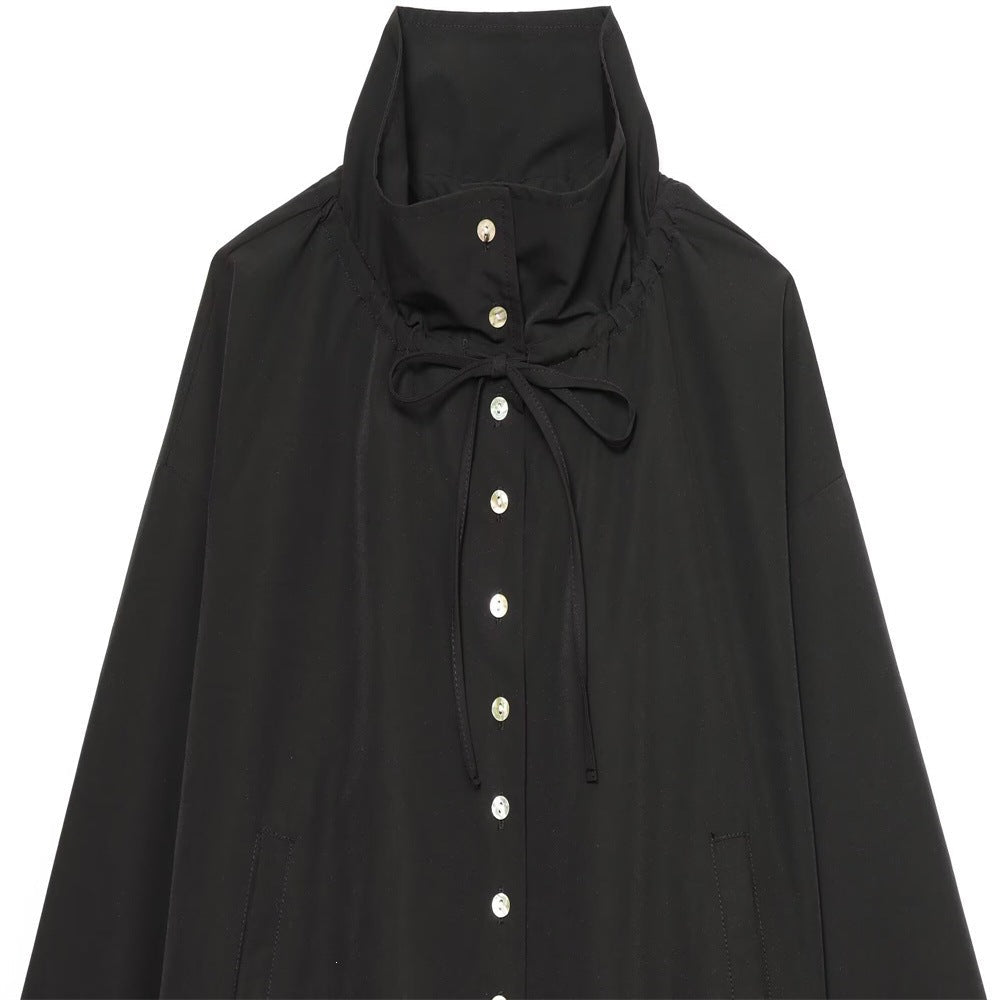 Dam Kort Oversized Utility Jacka med Ståkrage och Dragsko
