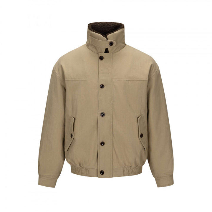 Herr short-cut blouson jacka i field stil med teddy krage och fickor med lock