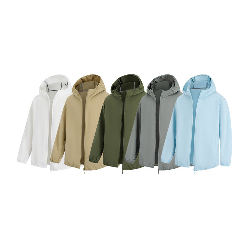 Herr Lätt Water-Repellent Jacka med Huva med Concealed Dragkedja och Dragsko