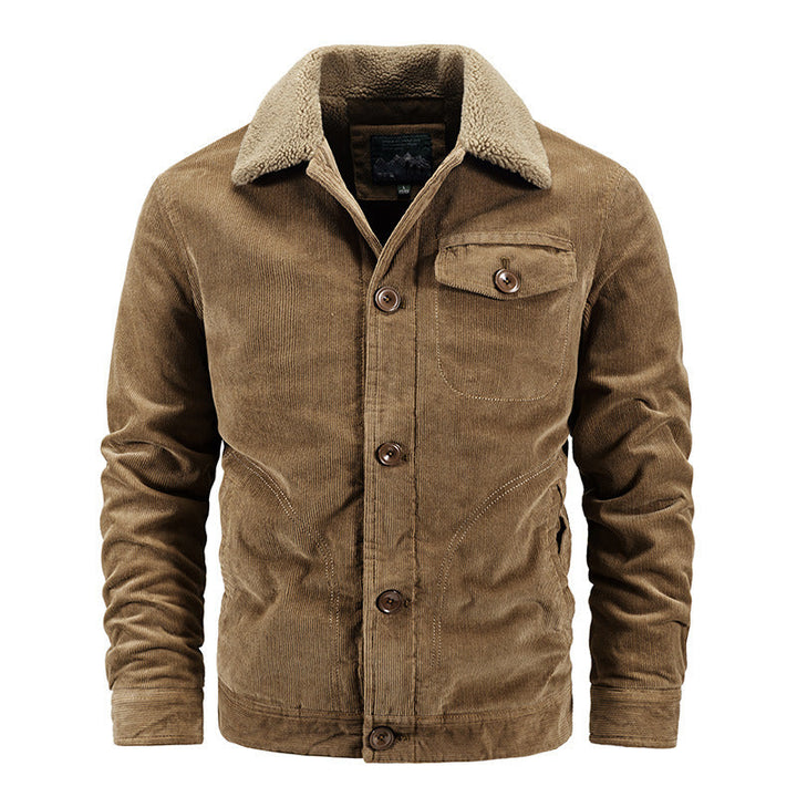 Herr Manchester Worker Jacka med Sherpa Krage, Button-Up Fram och Vintage Work Detaljer