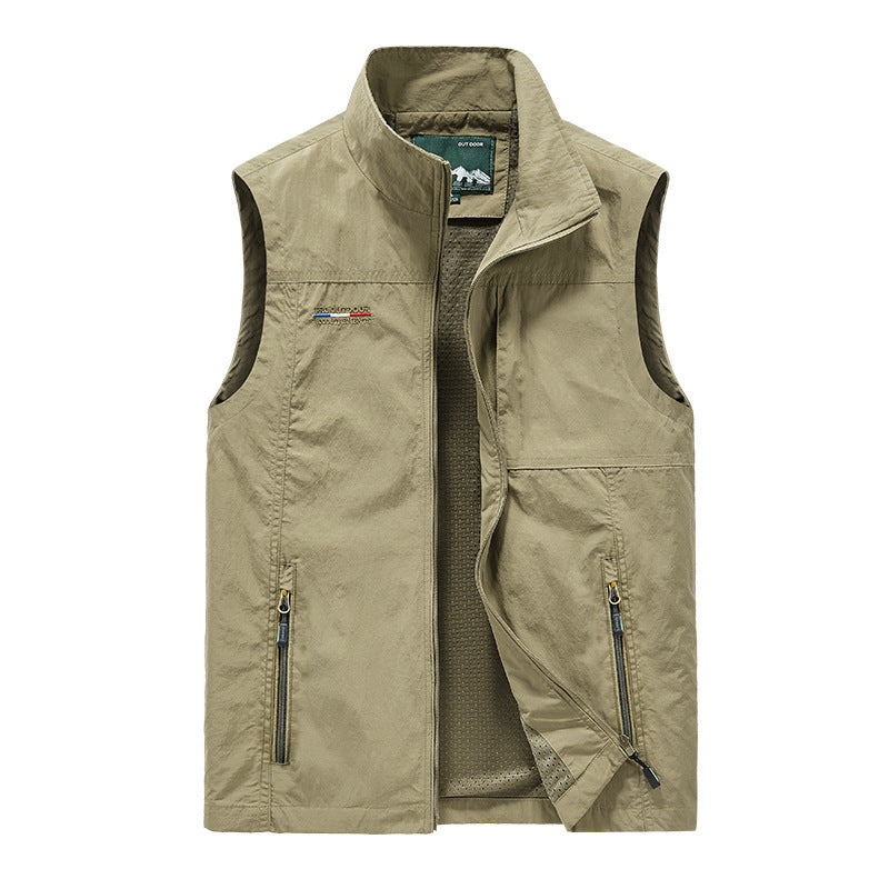 Herr Insulating Utility Väst med Teddy Fleecefoder, Stående Krage, och Zippered Fickor