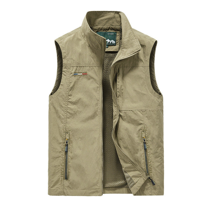 Herr Insulating Utility Väst med Teddy Fleecefoder, Stående Krage, och Zippered Fickor