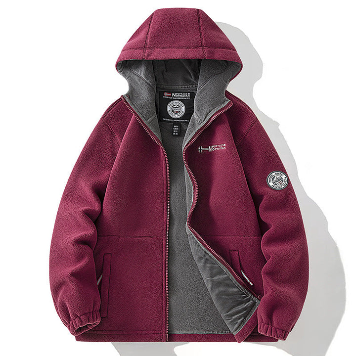 Herr Fleece Jacka med Hög Krage, Brushed Inner Side och Concealed Dragkedja Fickor
