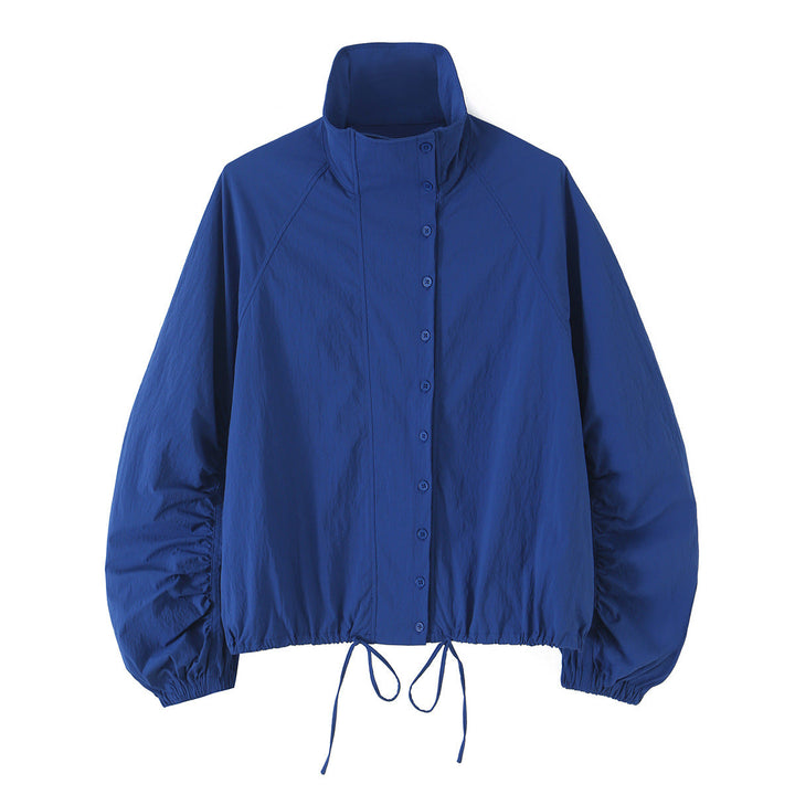Dam Lätt Vadderad Windbreaker med Stå Krage och Prickig Prick Tryck