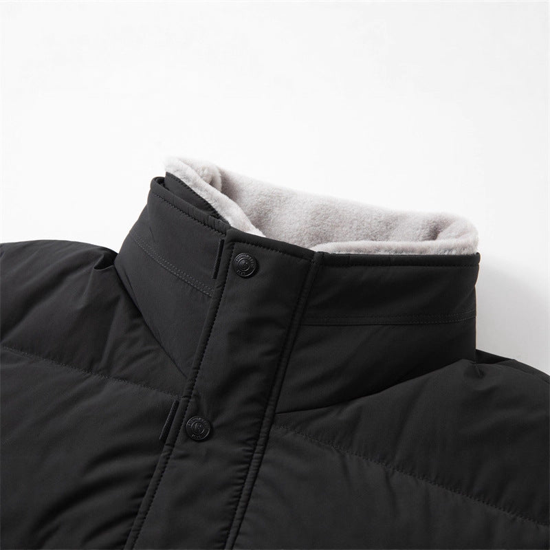 Herr Short Vadderad Jacka med Hög Faux Fur Krage, Vattenavvisande Yttre Skal och Termisk Isolering