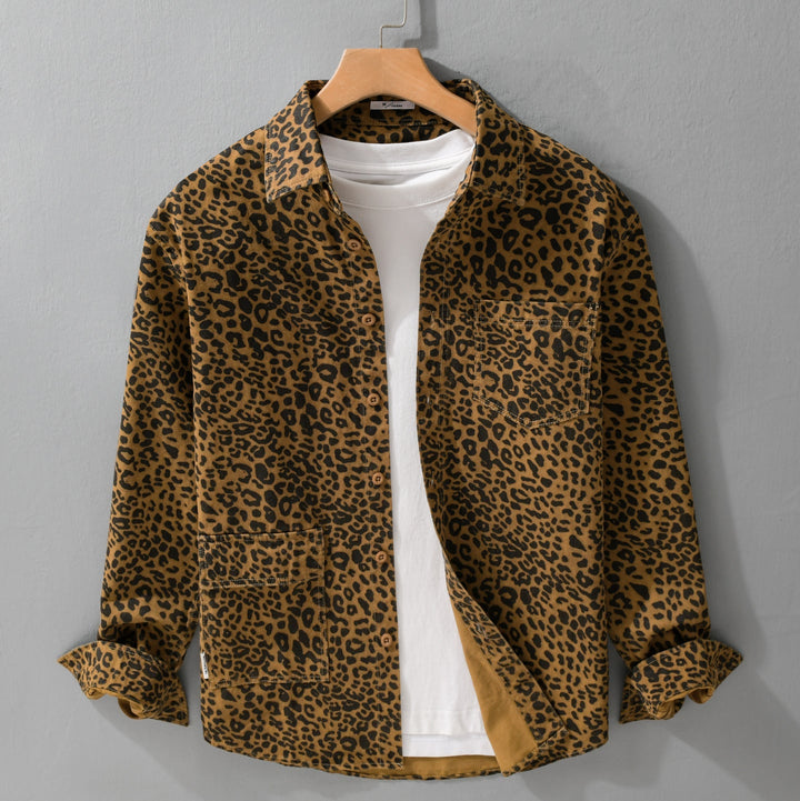 Dam oversize skjortjacka in Leo design med utanpåfickor